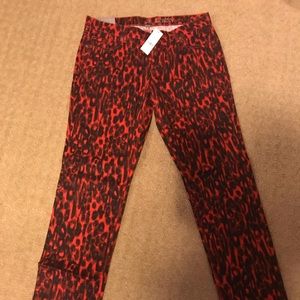 NWT New York & company red leopard print skinny